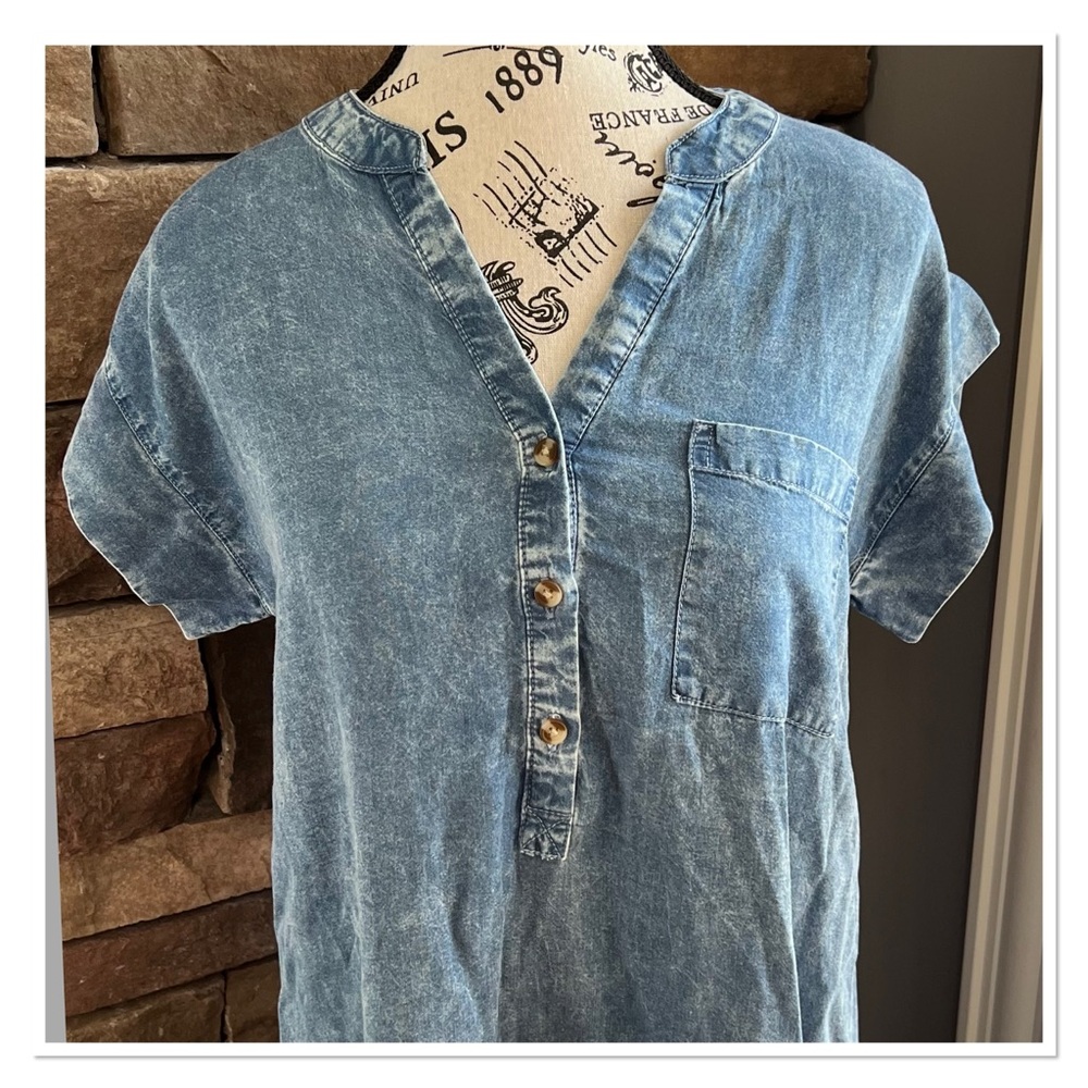 THREAD & SUPPLY Acid Wash Denim Style Dress NWOT - Picture 2 of 10